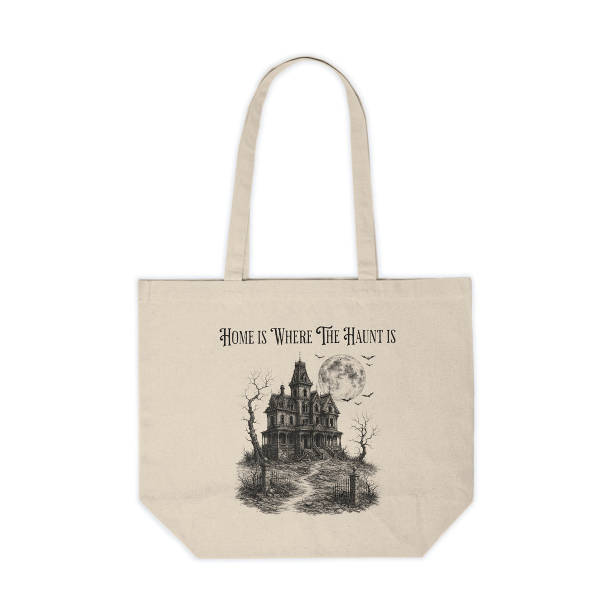 Haunted House “Home Is Where the Haunt Is” Canvas Tote Bag