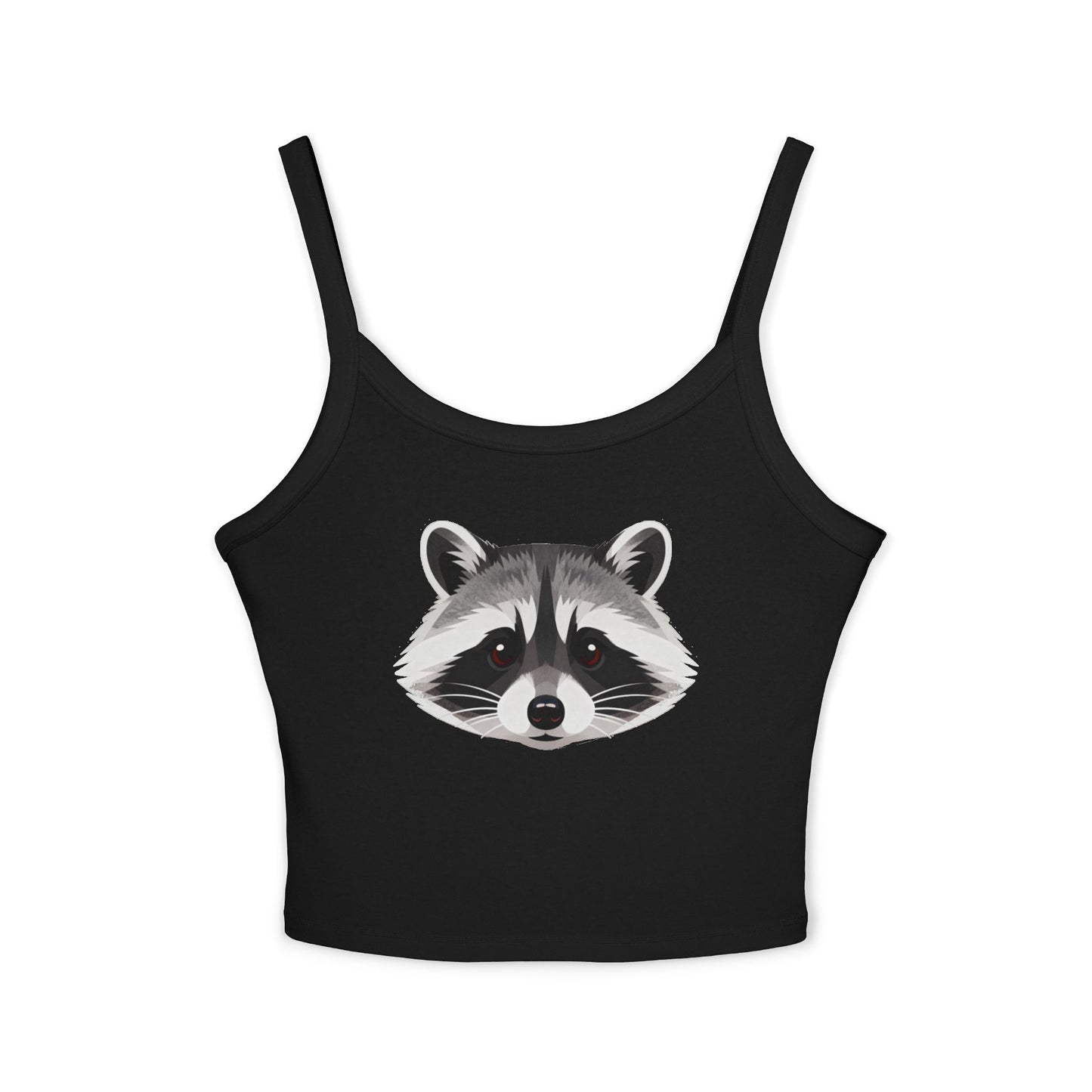 Raccoon Face Crop Tank Top – Cute Wildlife Graphic Spaghetti Strap