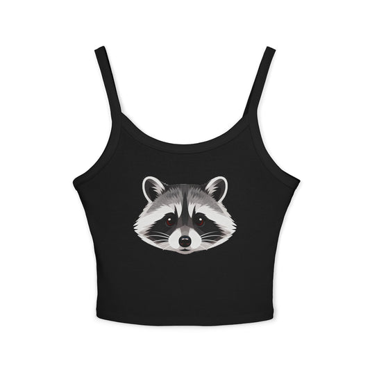 Raccoon Face Crop Tank Top – Cute Wildlife Graphic Spaghetti Strap