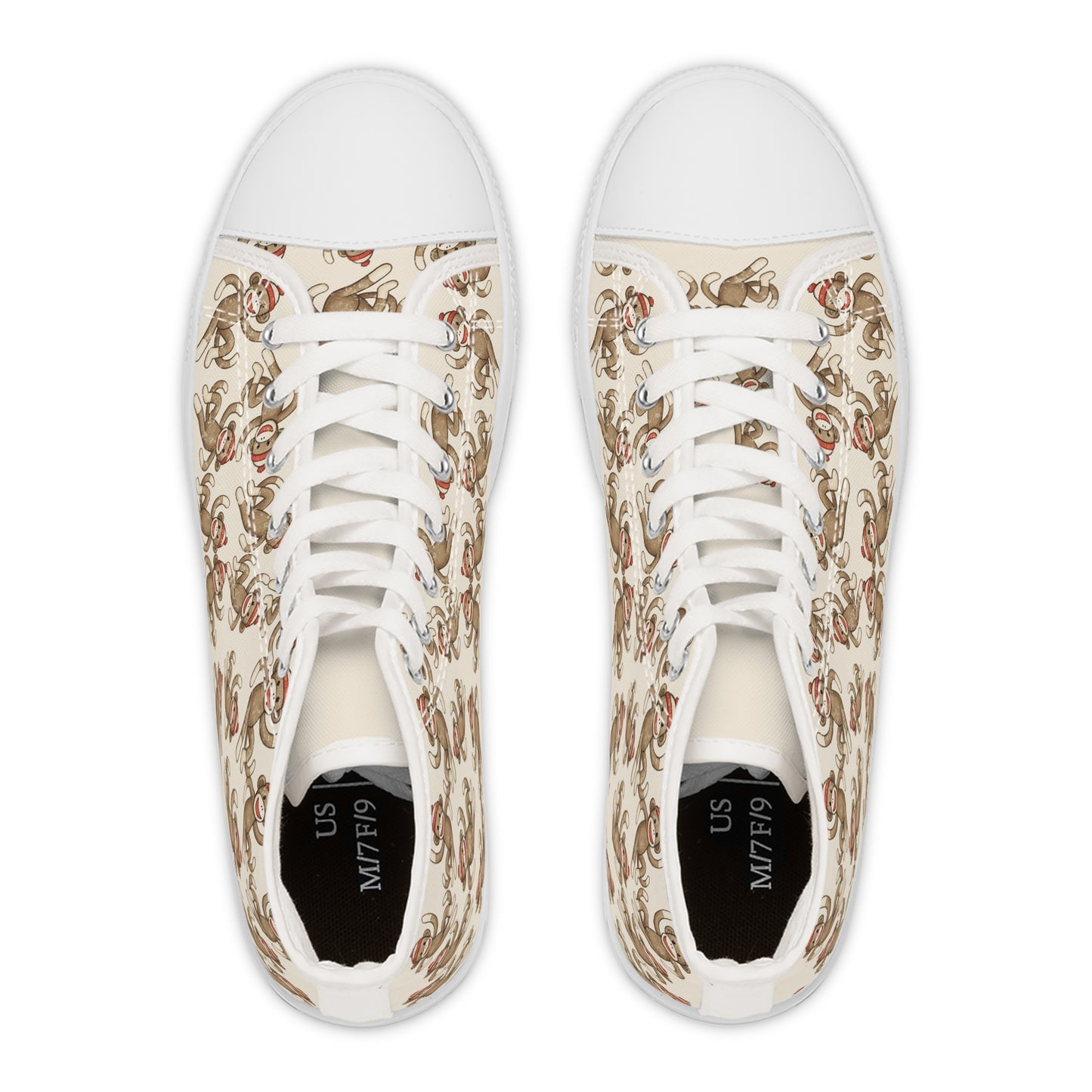 High Top Sneakers — Vintage Monkey Pattern Women’s Canvas Shoes
