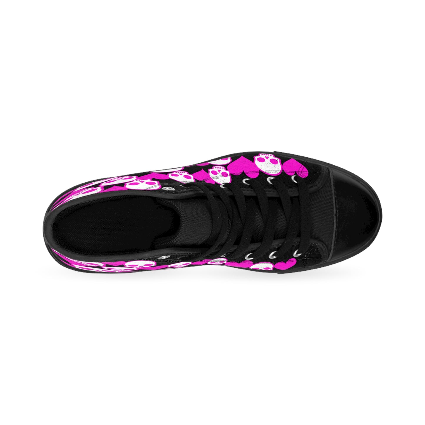 Women’s High-Top Sneakers — Pink Skull & Heart Pattern