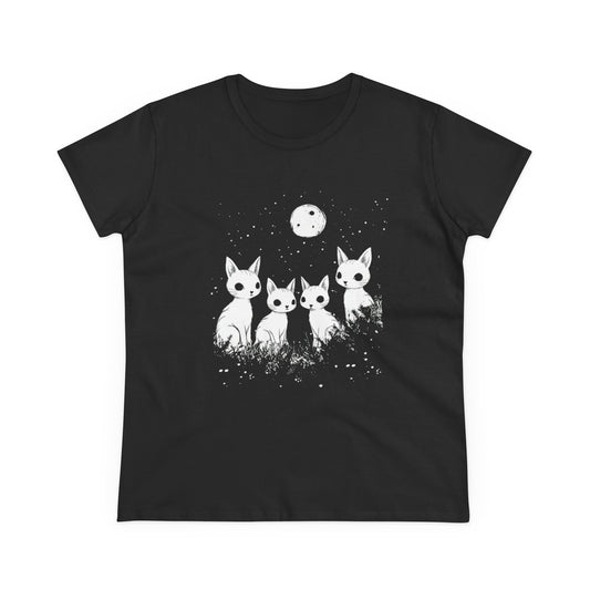 White Fox Trio Tee — Minimal Animal Graphic Women's Shirt