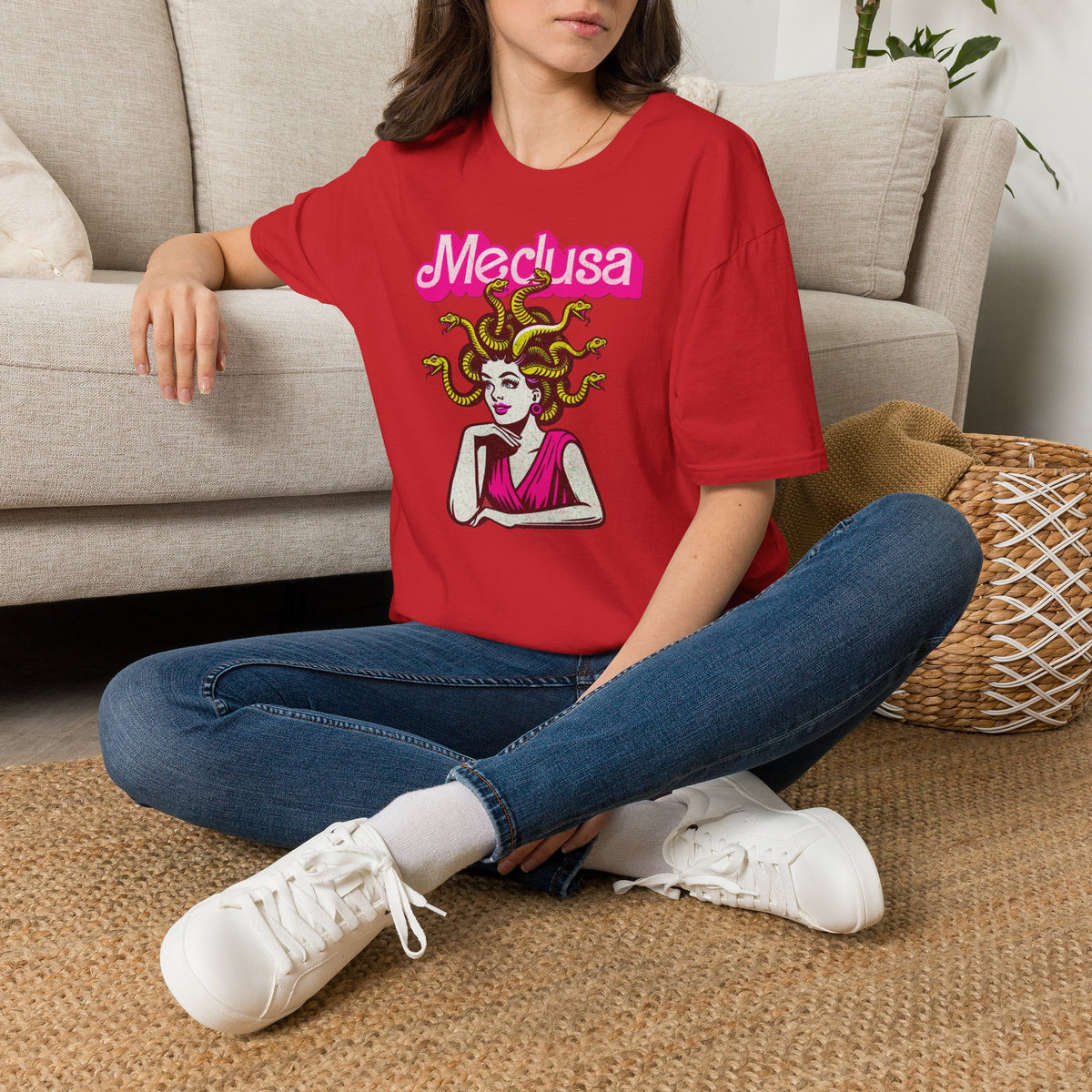 Medusa Graphic T-Shirt — Retro Pink Mythology Tee