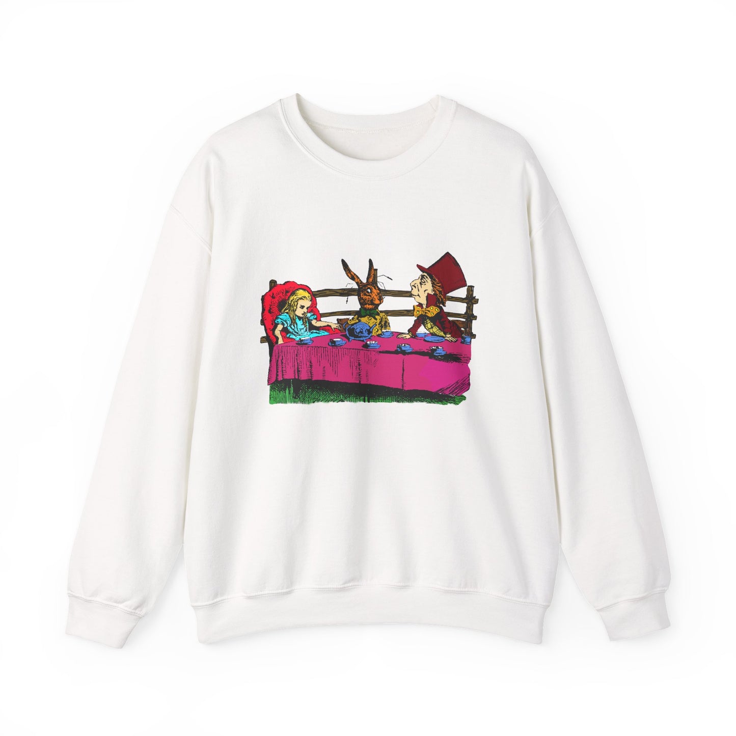 Crewneck Sweatshirt — Whimsical Alice Tea Party Illustration