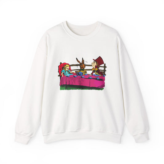 Crewneck Sweatshirt — Whimsical Alice Tea Party Illustration